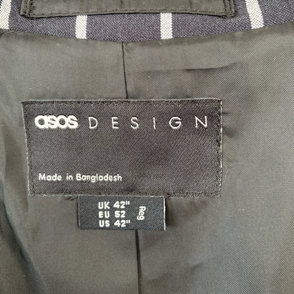 NWOT ASOS Mens Sport Coat / Suit Jacket Black with Pin Stripes Size 42 Regular - Picture 3 of 11